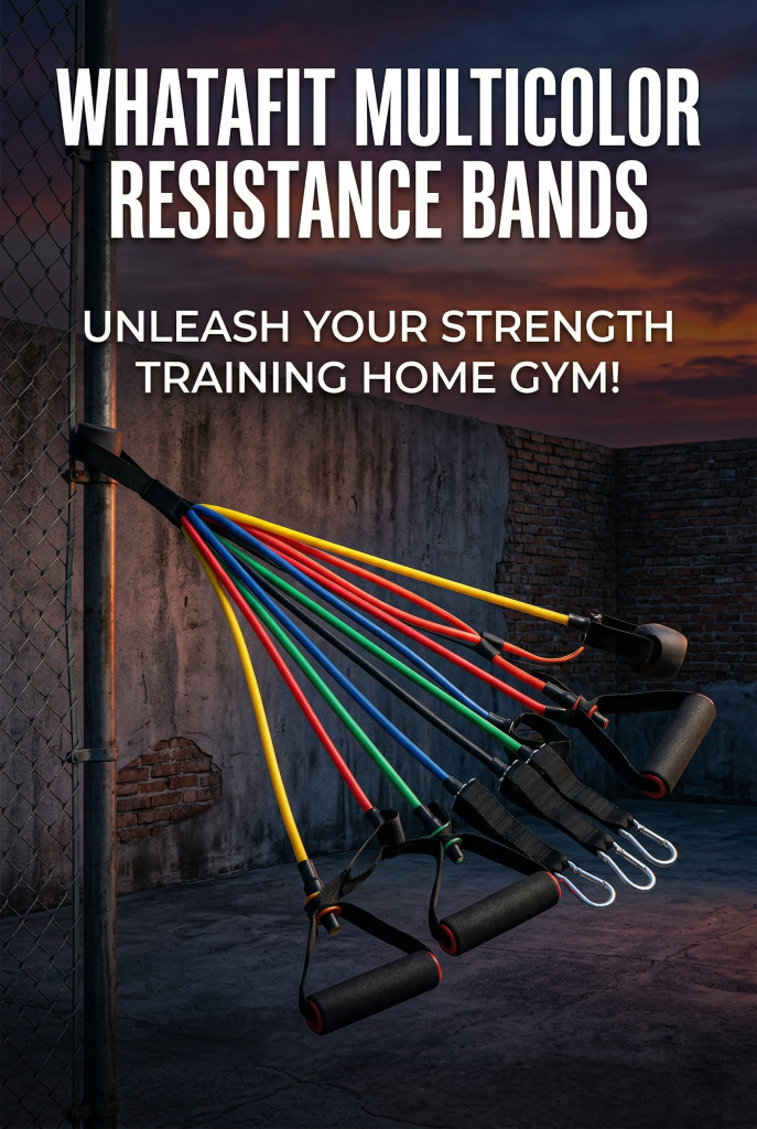 Whatafit resistance bands set with handles and door anchor for home fitness and muscle toning - Bombsurace Finds.