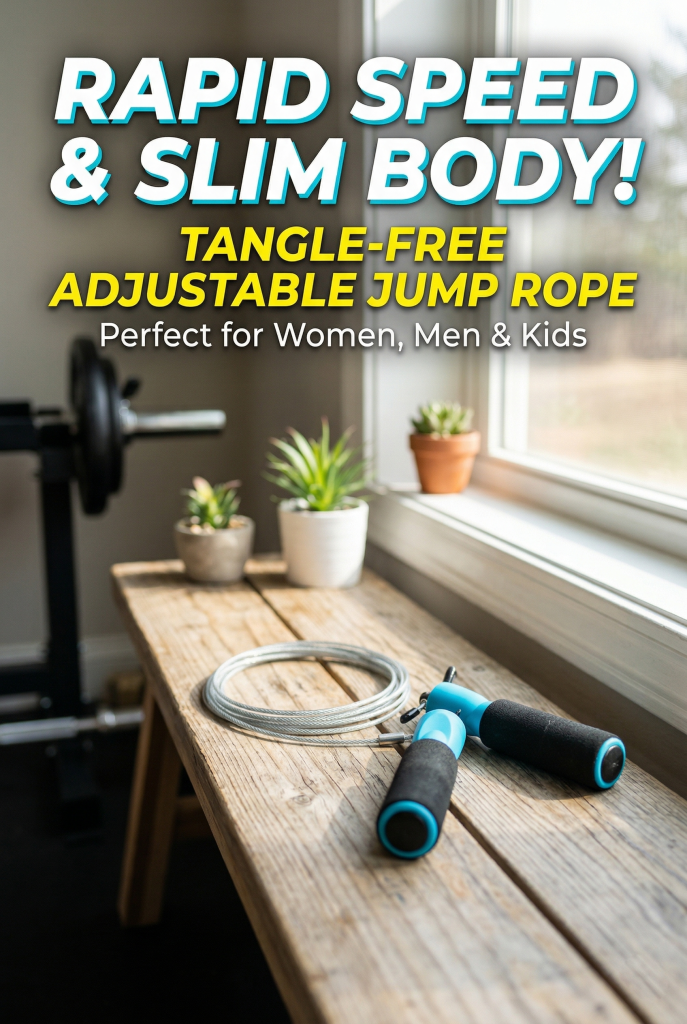 Tangle-free rapid speed jump rope with ball bearings for cardio and home fitness workouts - Bombsurace Finds.